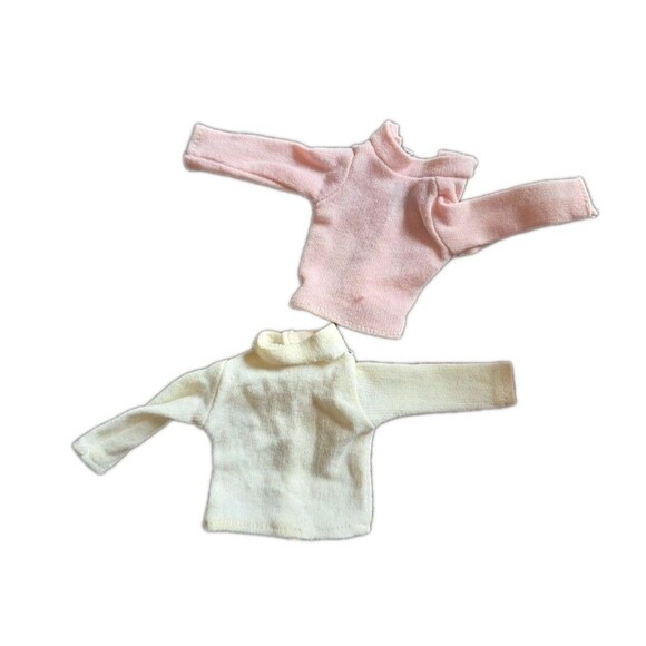 Unbranded Other - 2 Vintage 1970s Barbie? Fashion Doll Shirt Tops 2pcs Pink And White Shirts Snaps